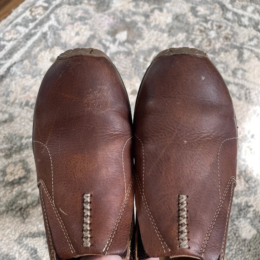 Mens Merrell Jungle‎ Moc Leather Shoes Sz 9 Brown Slip On Loafers Dress Shoes